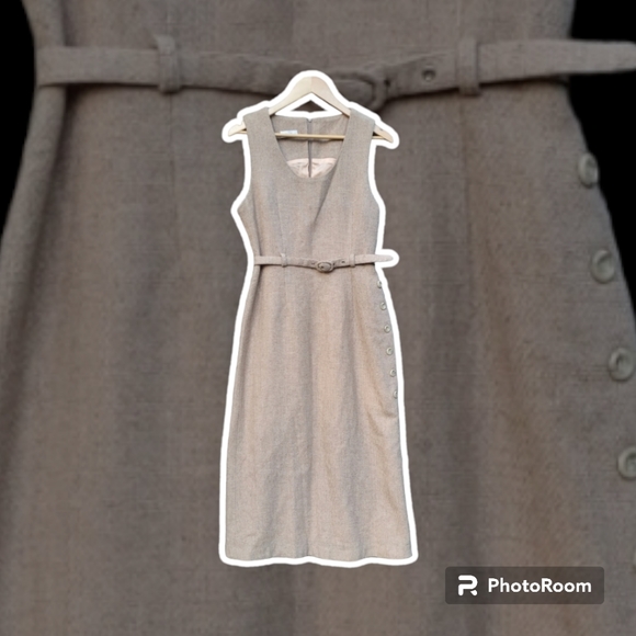 Dresses & Skirts - Vintage Style Wool Dress with Belt and Buttons